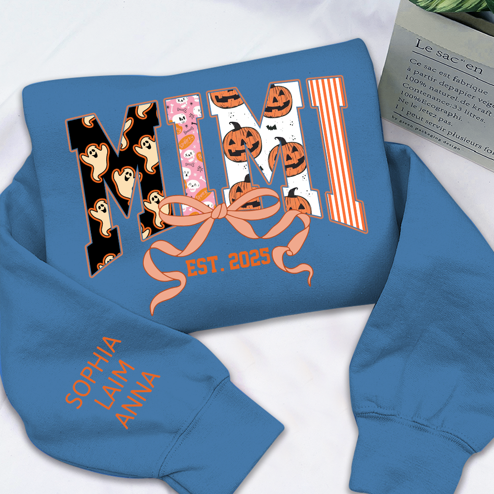 Personalized Halloween Grandma Sweatshirt, Custom Mimi And Kids Names