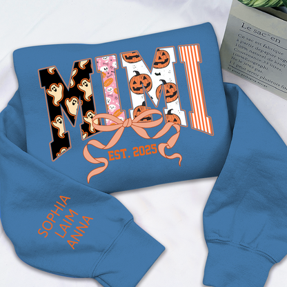 Personalized Halloween Grandma Sweatshirt, Custom Mimi And Kids Names