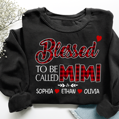 Personalized Blessed To Be Called Mimi Sweatshirt, Gifts for Grandma, Custom Grandma and Grandchild Names