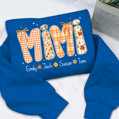 Custom Grandma Name, Preppy Floral Fall Mimi Bundle For Gift Mimi And Kids