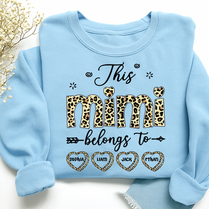 Personalized This Mimi Belongs To Sweatshirt, Custom Leopard Print Names