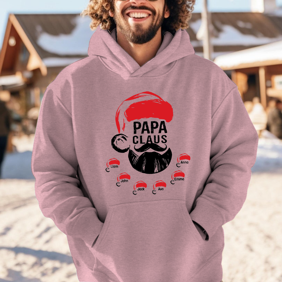 Custom Papa Claus Christmas, Gift For Papa And Kids Hoodie