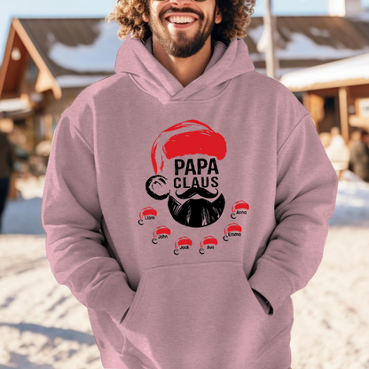Custom Papa Claus Christmas, Gift For Papa And Kids Hoodie