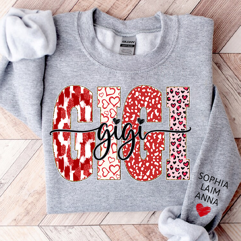 Personalized Valentine Gigi Heart Sweatshirt, Gifts for Grandma And Kids