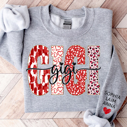 Personalized Valentine Gigi Heart Sweatshirt, Gifts for Grandma And Kids