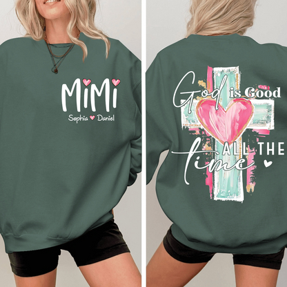 Custom Hand Drawn Cross Sweatshirt, Gift for Mimi And Grandchild