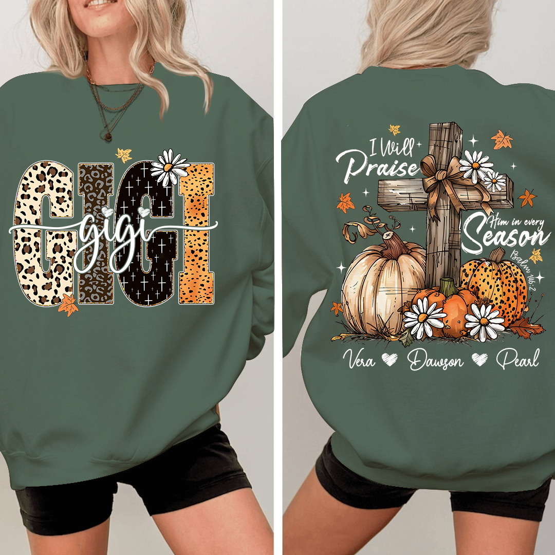 Floral Fall Shirt Design, Custom Gigi Gifts for Grandma and Kids
