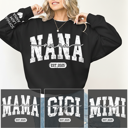 Personalized Nana Est. 2025 Custom Sweatshirt Gift For Grandma And Grandchild