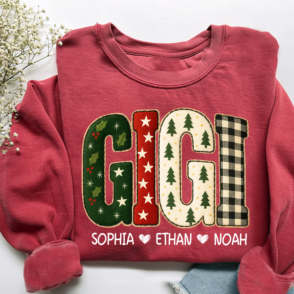 Cozy Xmas Gigi Design Grandma Sweatshirt, Gift for Grandma and Kids