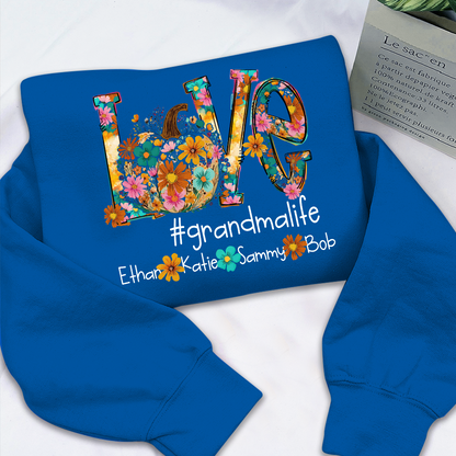 Love Autumn Personalized Sweatshirt, Custom Name for Grandma And Kids
