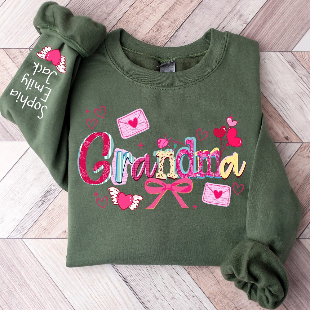 Custom Mimi Valentine Brushstroke Sweatshirt, Heart Shaped valentine Gift for Grandma And Kids