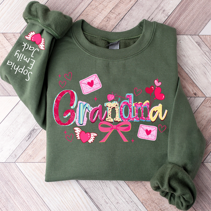 Custom Mimi Valentine Brushstroke Sweatshirt, Heart Shaped valentine Gift for Grandma And Kids