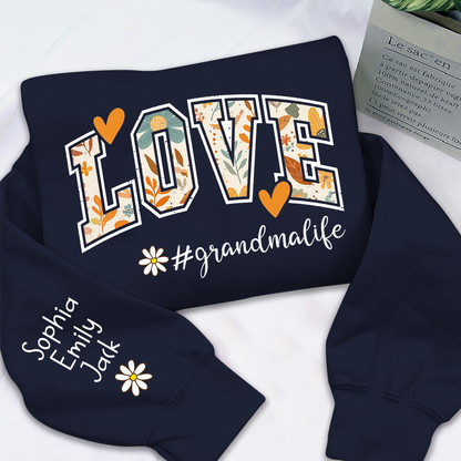 Customized Fall Grandma Life Pumpkin Sweatshirt, Personalized for Grandma And Kids