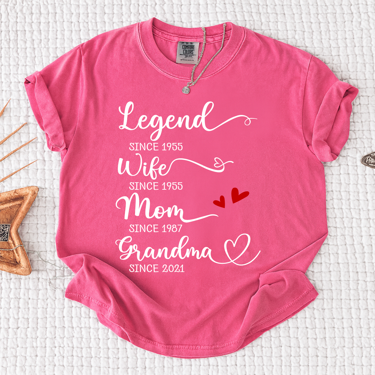 Comfort Colors® Legend Wife Mom Grandma Shirt, Custom 'Since' Year T-Shirt, Personalized Family T-Shirt, Gift For Mother's Day, Grandmother Apparel