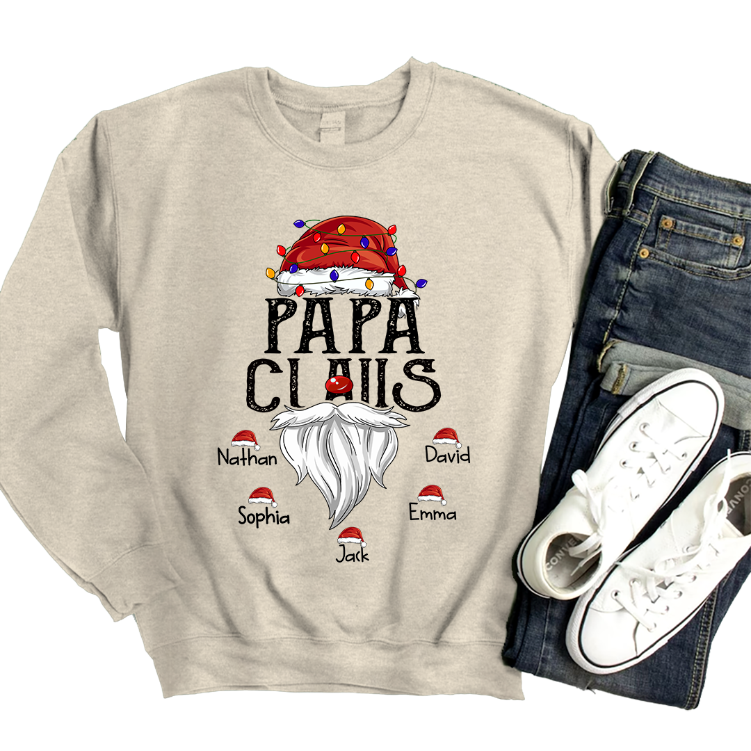 Hat Santa With Christmas Lights, Gift For Grandpa, Custom Give Papa And Kids Sweatshirt