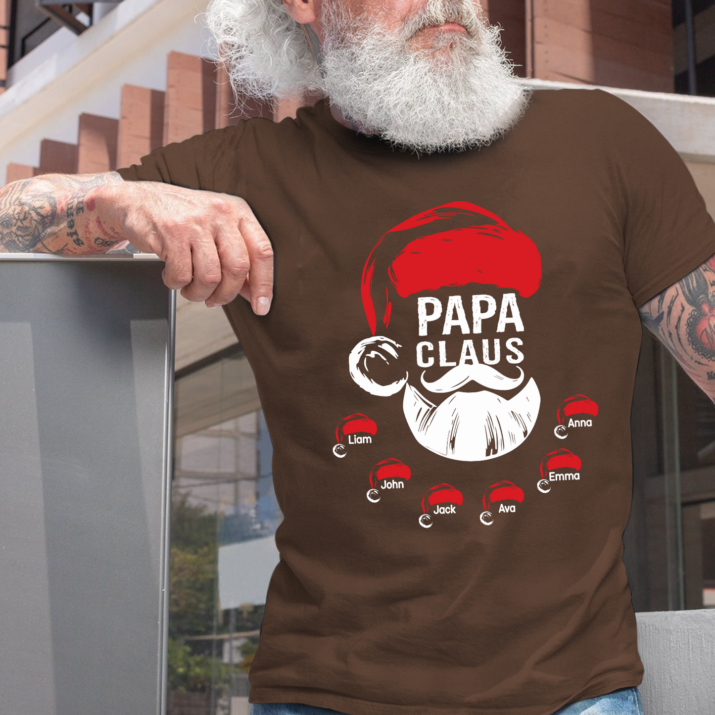 Custom Papa Claus Christmas, Gift For Papa And Kids T-Shirt