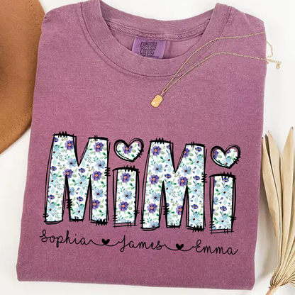 Mimi Shirt with Grandkids' Names – Cute Floral Design for Grandma