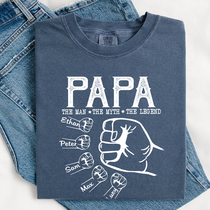 Comfort Colors® Personalized Papa The Man The Myth The Legend Hands