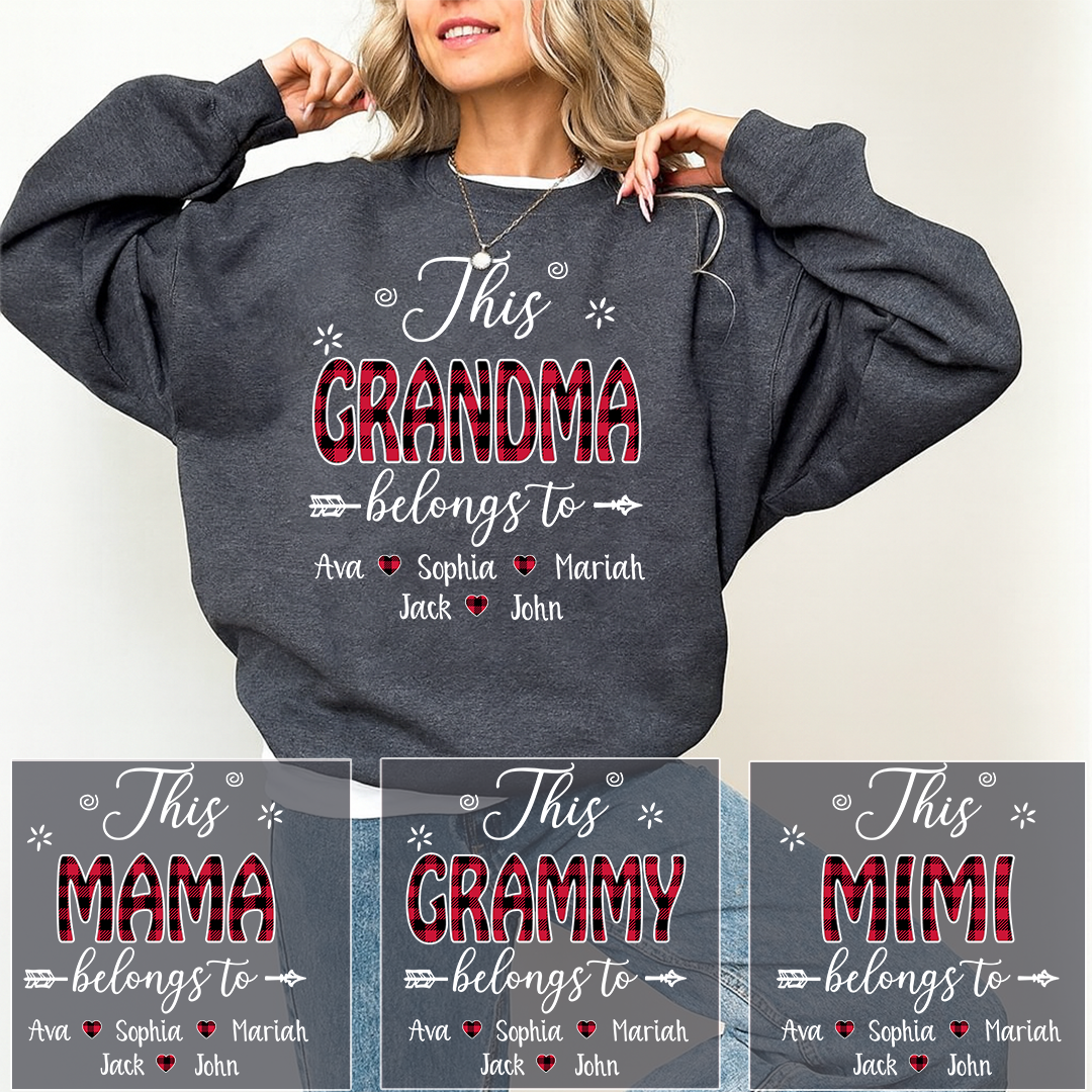 Personalized This Grandma Belongs To Sweatshirt, Custom Print Names