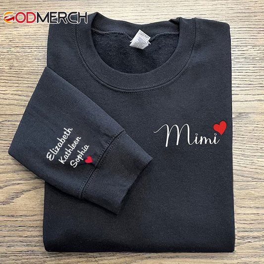 Personalized Embroidered Mimi Heart Sweatshirt