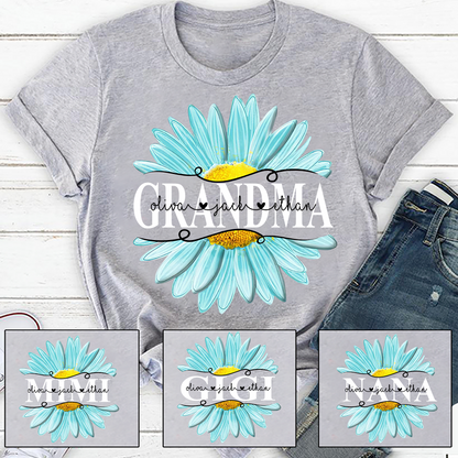 Grandma Flower Daisy Color And Grandkids Mother's Day T-Shirt