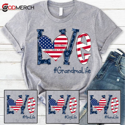 Personalized Love Gigi Life American Flag T-Shirt