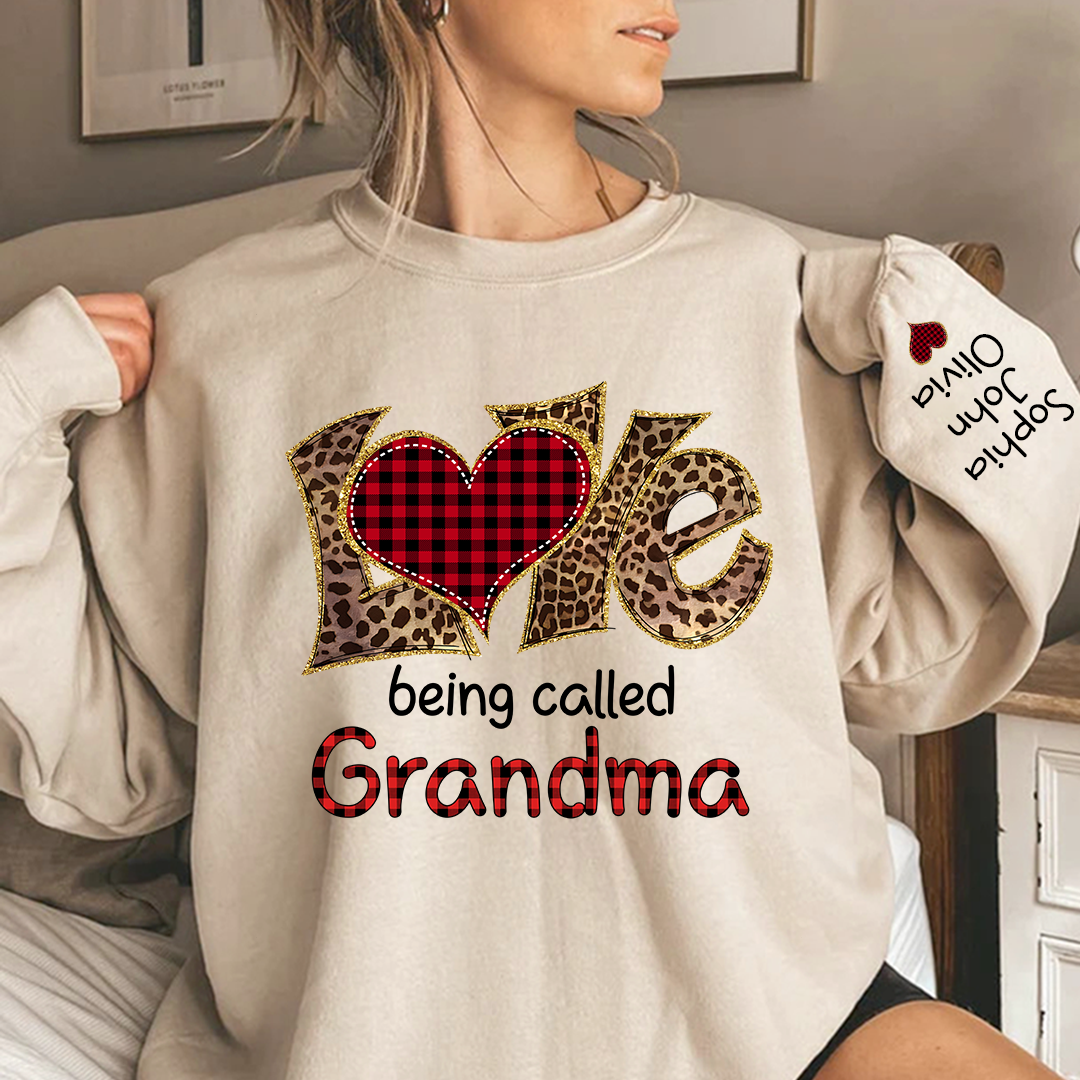 Love being called Grandma leopard And Grandkids Sweatshirt