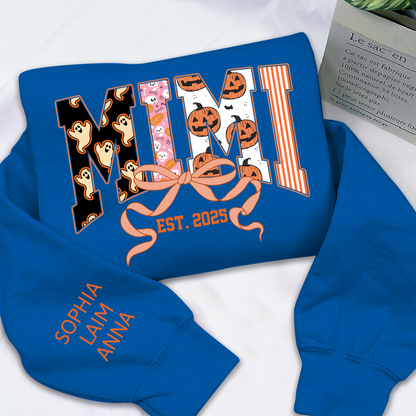 Personalized Halloween Grandma Sweatshirt, Custom Mimi And Kids Names