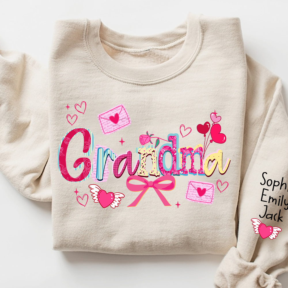Custom Mimi Valentine Brushstroke Sweatshirt, Heart Shaped valentine Gift for Grandma And Kids