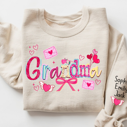 Custom Mimi Valentine Brushstroke Sweatshirt, Heart Shaped valentine Gift for Grandma And Kids