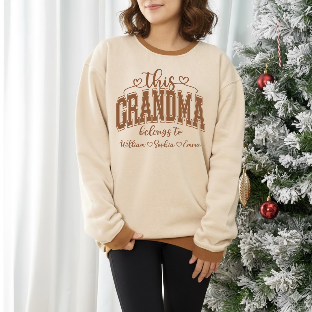 Custom Grandma Sweatshirt – Exclusive Two-Tone Design with Personalized Grandkids’ Names