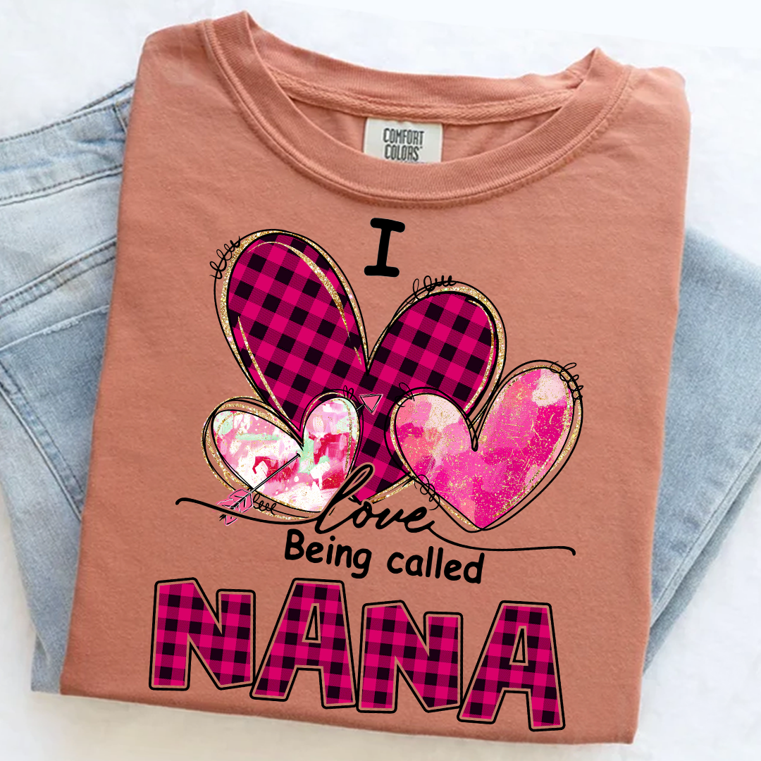 I Love Being Called Nana Pink Tone Design, Grandma Comfort Colors®  Personalized with Kids Name