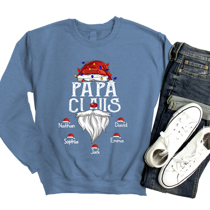 Hat Santa With Christmas Lights, Gift For Grandpa, Custom Give Papa And Kids Sweatshirt