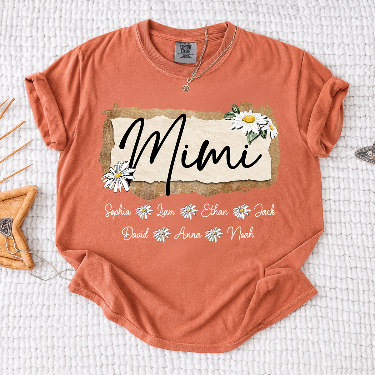 Comfort Colors® Custom Mimi T-Shirt, Floral Daisy Design,Great Gift for Mimi Grandma
