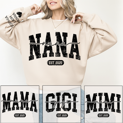 Personalized Nana Est. 2025 Custom Sweatshirt Gift For Grandma And Grandchild