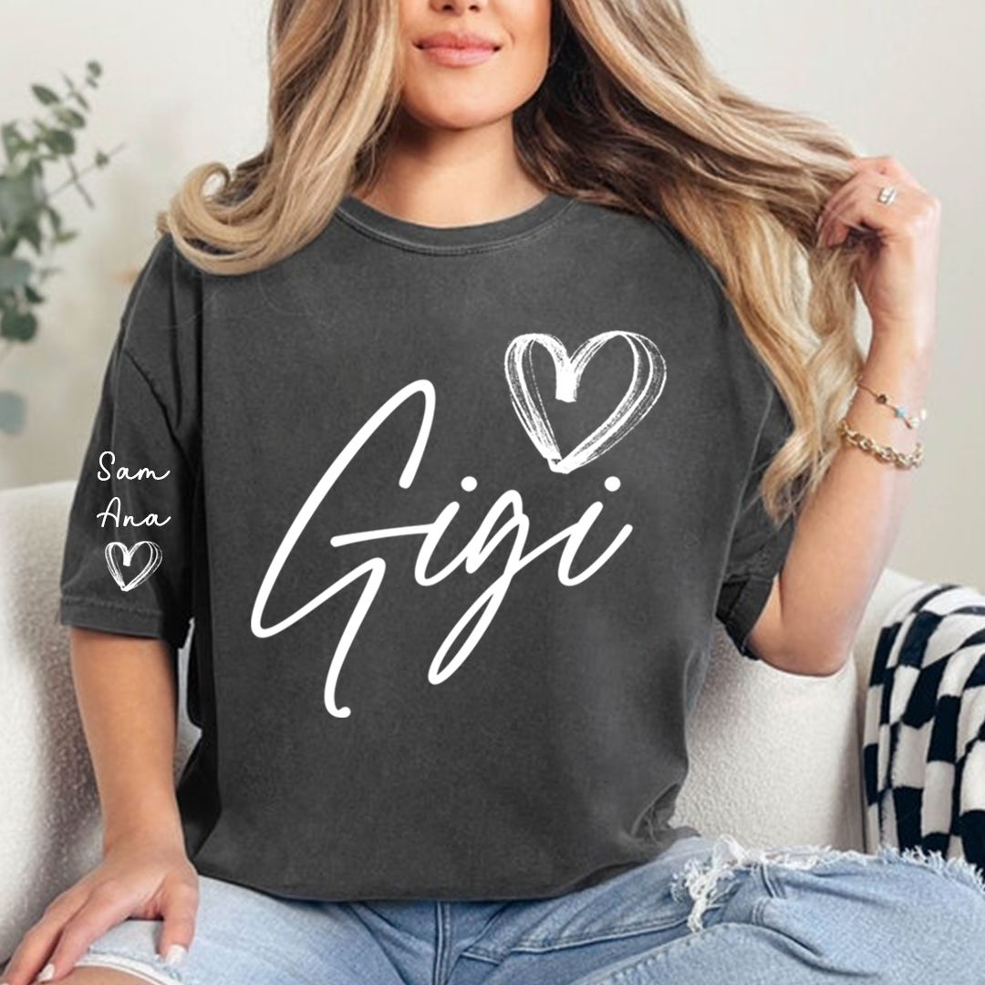 Personalized Gigi Heart T-Shirts, Custom designed Family T-shirts Featuring Hearts And Names