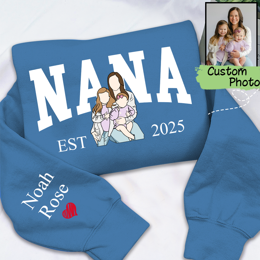 Personalized Custom Photo Portrait, Giver Custom Nana And Kids For Family Gift