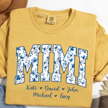 Comfort Colors® T-Shirt Personalized Blue Gigi, Custom Grandma and Kids