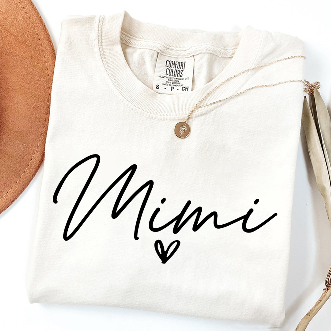 Personalized Women's Tee with Heart, For Gift Mimi And Kids Gift Idea
