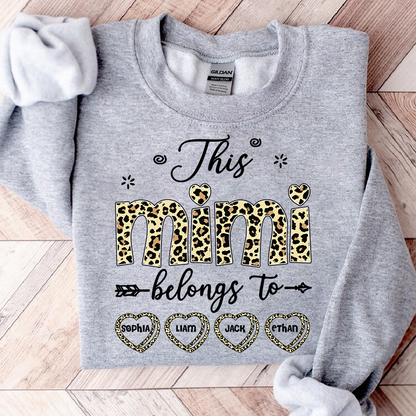 Personalized This Mimi Belongs To Sweatshirt, Custom Leopard Print Names
