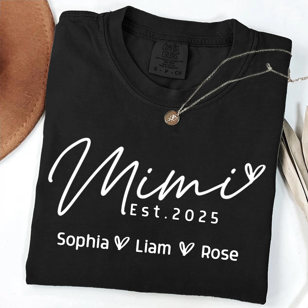 Comfort Colors® Minimalist Custom Name Shirt, Mimi And Kids Family Gift