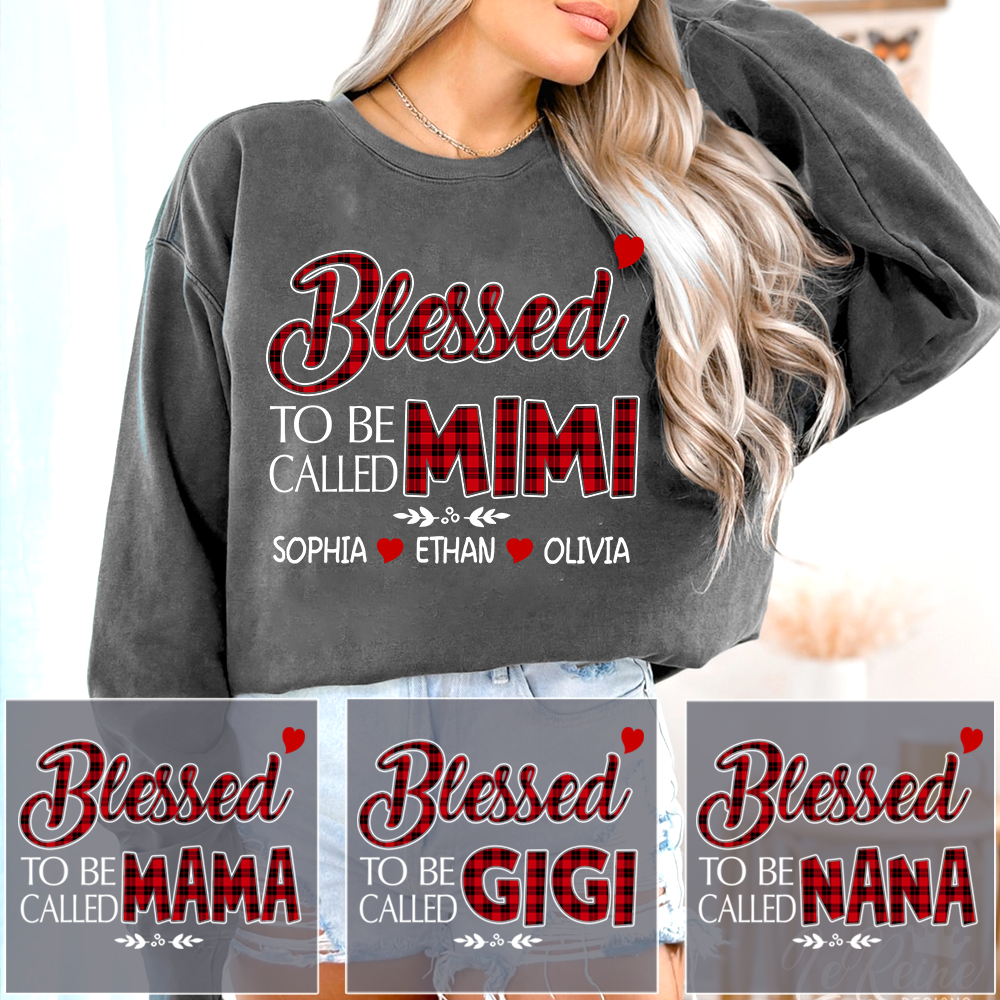 Personalized Blessed To Be Called Mimi Sweatshirt, Gifts for Grandma, Custom Grandma and Grandchild Names