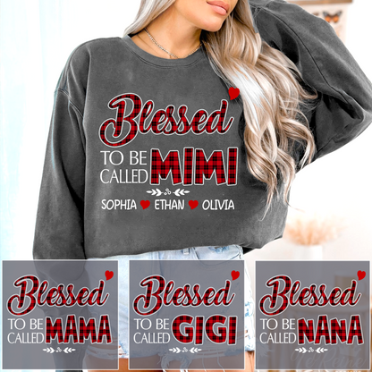 Personalized Blessed To Be Called Mimi Sweatshirt, Gifts for Grandma, Custom Grandma and Grandchild Names