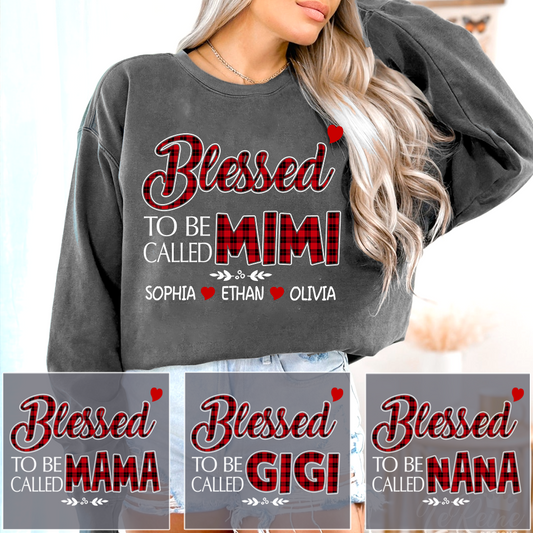 Personalized Blessed To Be Called Mimi Sweatshirt, Gifts for Grandma, Custom Grandma and Grandchild Names