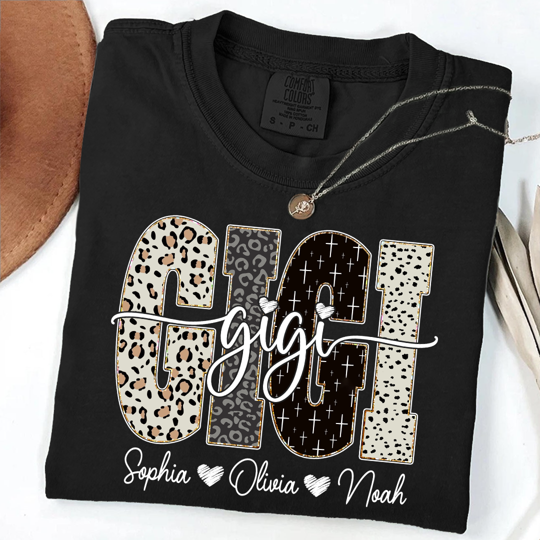Comfort Colors® T-Shirt Bible Style Design, Custom Gift For Gigi And Her Grandchildren