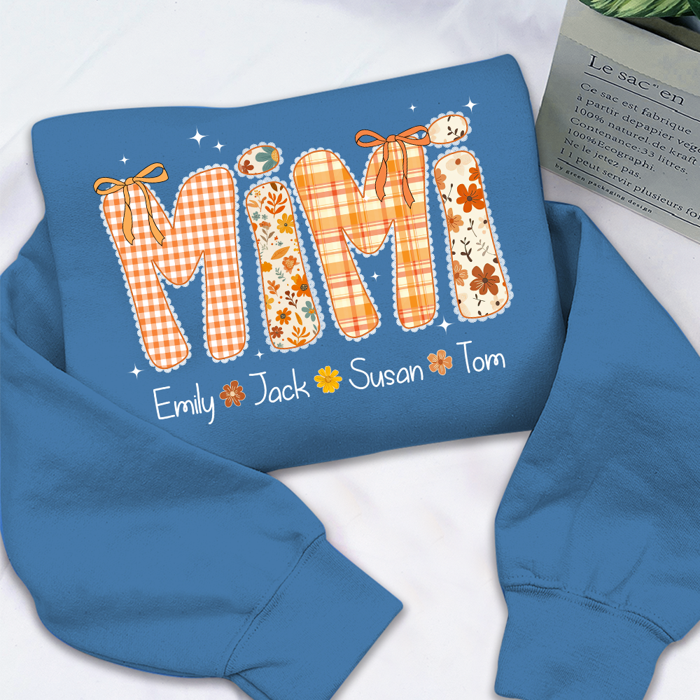 Custom Grandma Name, Preppy Floral Fall Mimi Bundle For Gift Mimi And Kids