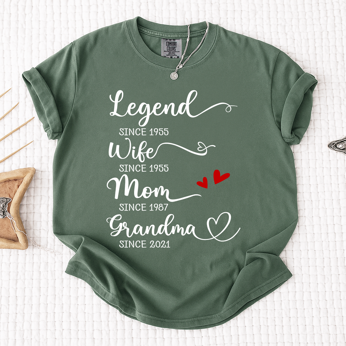 Comfort Colors® Legend Wife Mom Grandma Shirt, Custom 'Since' Year T-Shirt, Personalized Family T-Shirt, Gift For Mother's Day, Grandmother Apparel