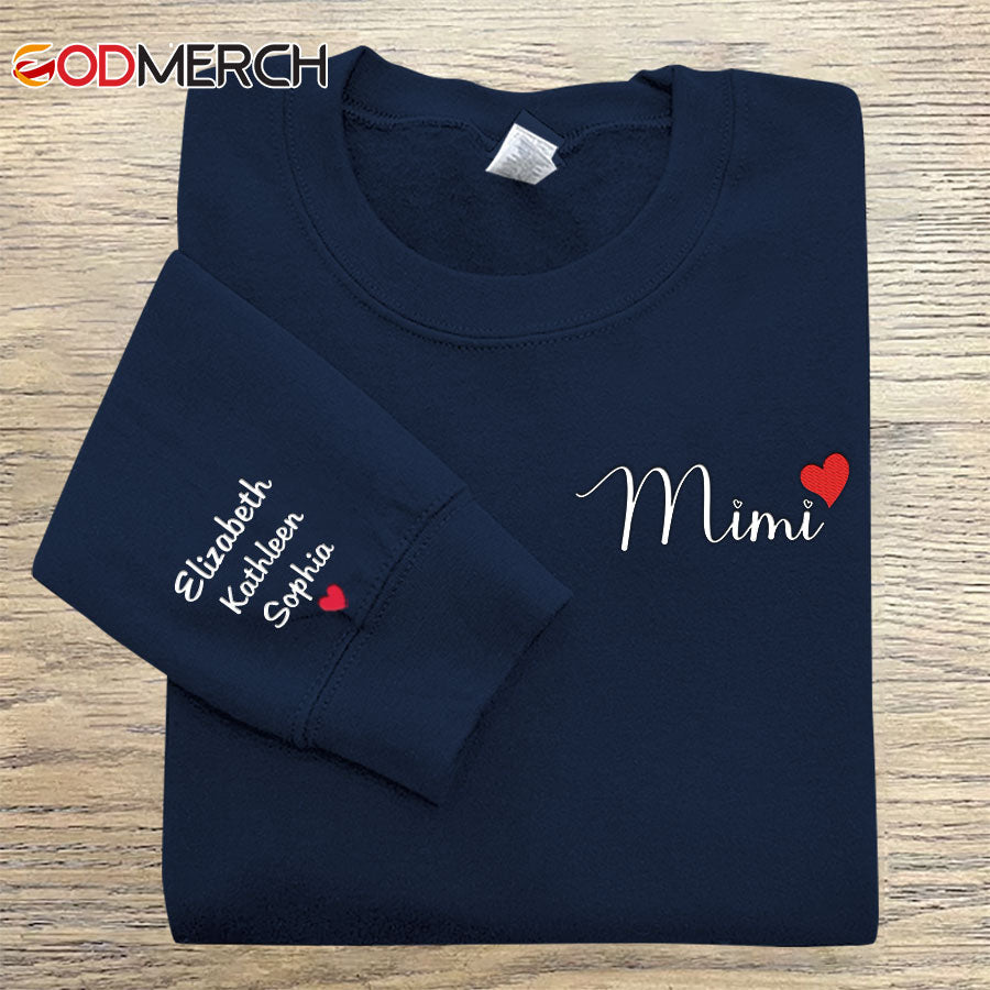 Personalized Embroidered Mimi Heart Sweatshirt