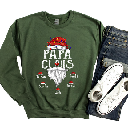 Hat Santa With Christmas Lights, Gift For Grandpa, Custom Give Papa And Kids Sweatshirt