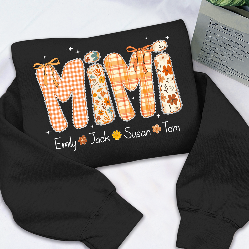 Custom Grandma Name, Preppy Floral Fall Mimi Bundle For Gift Mimi And Kids